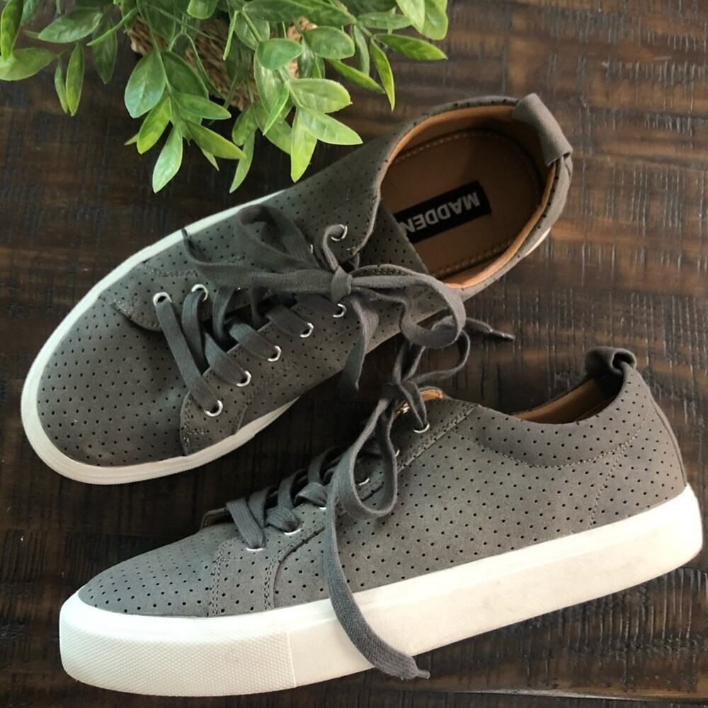 Madden Juror Gray Perforated Suede Sneakers Size 9